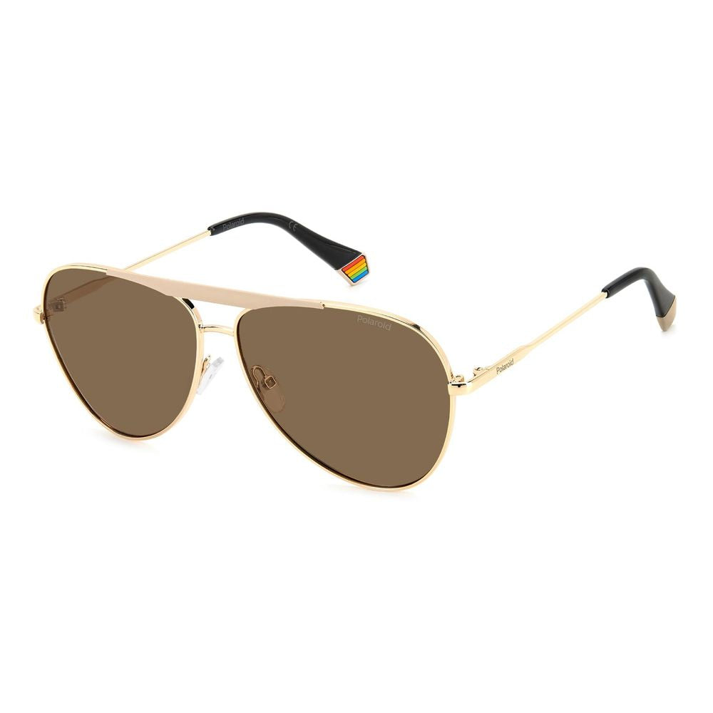 Lunettes de soleil Polaroid en acier inoxydable doré