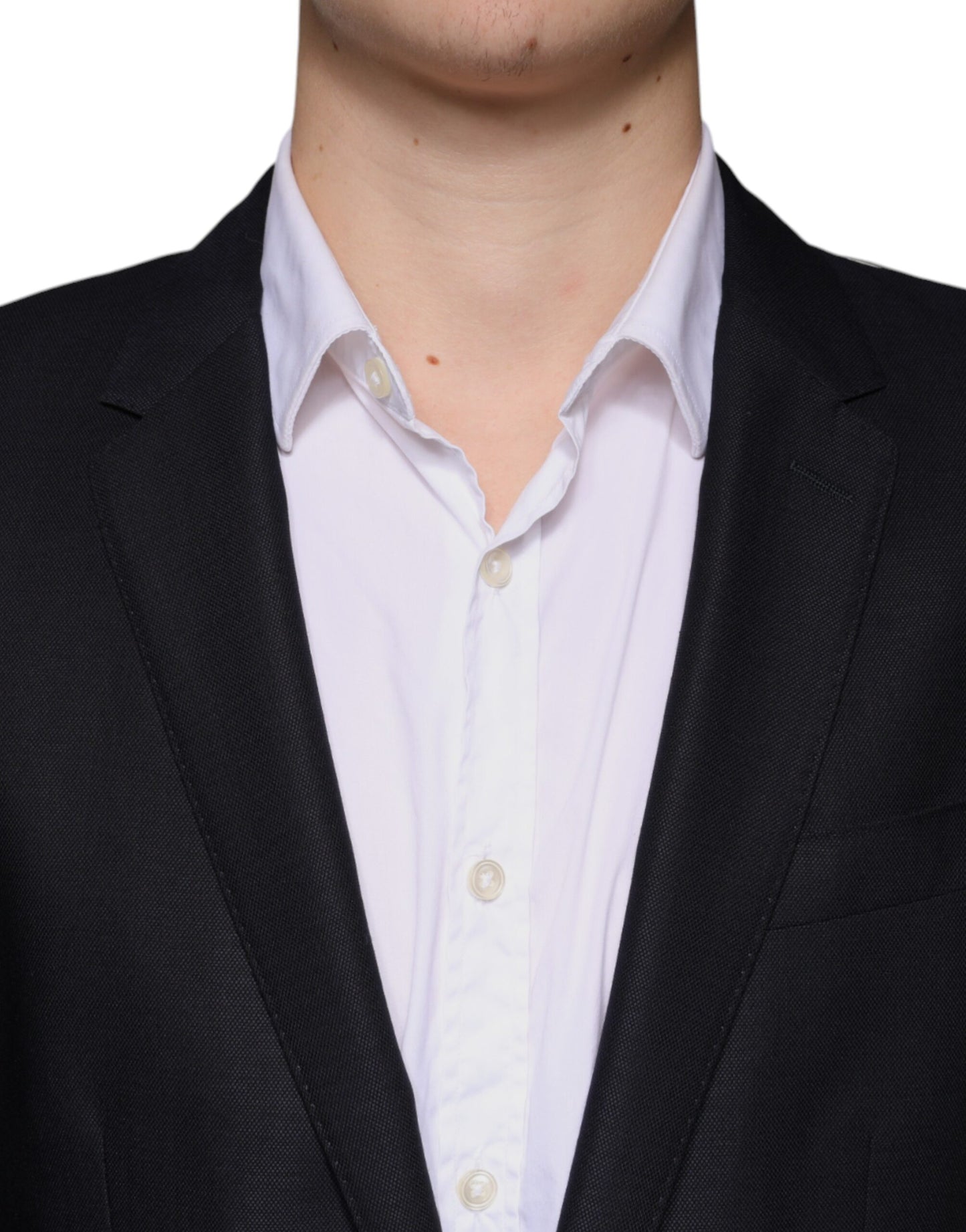 Blazer-manteau simple boutonnage en laine bleu foncé Dolce & Gabbana