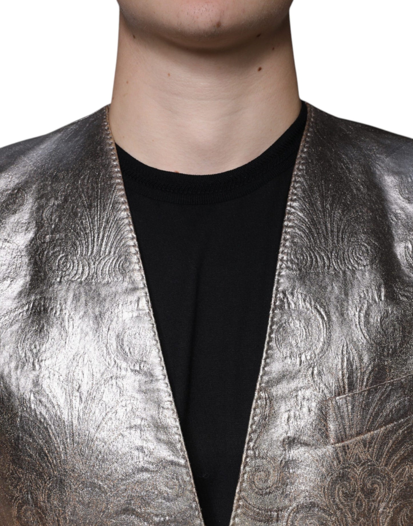 Blazer simple boutonnage en jacquard doré Dolce & Gabbana