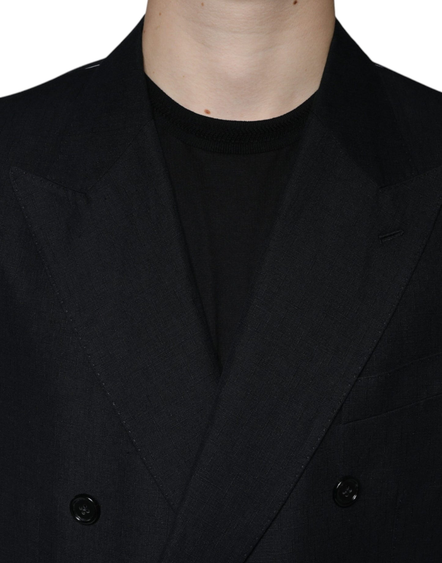 Blazer croisé en lin noir Dolce & Gabbana
