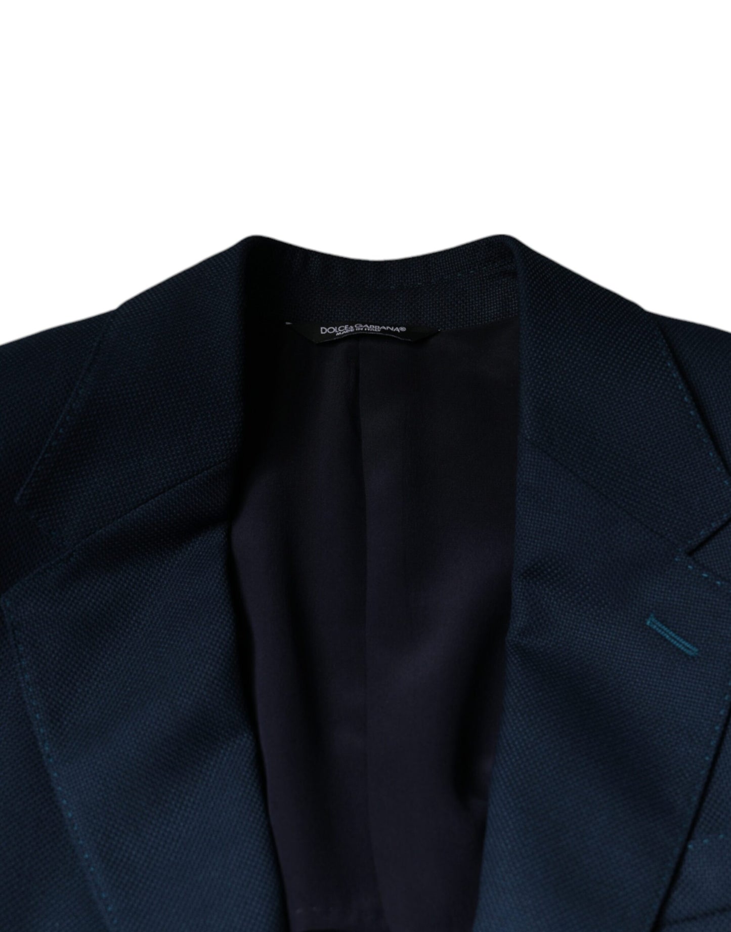 Blazer simple boutonnage en laine bleue avec logo Dolce & Gabbana