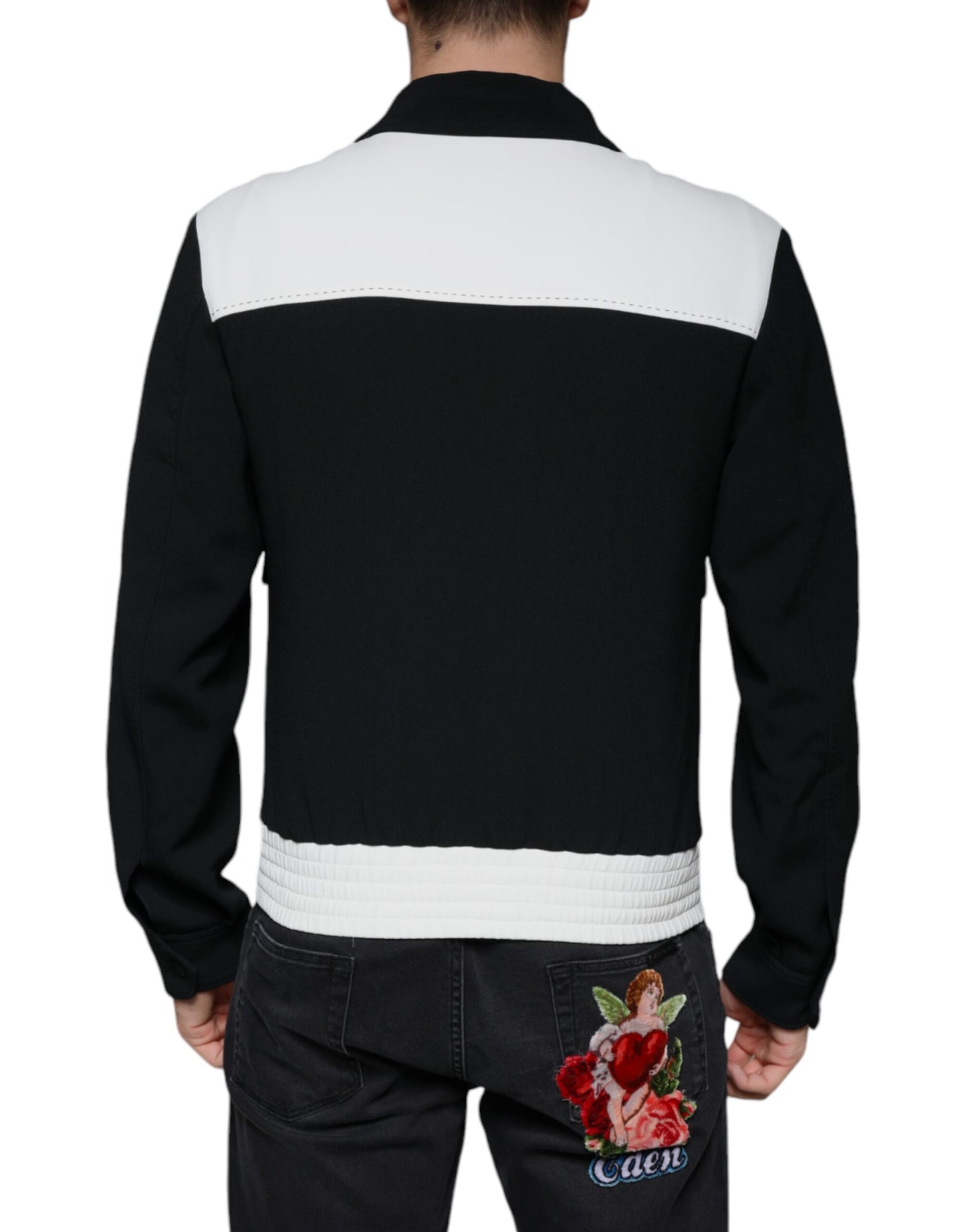 Dolce & Gabbana Veste Blouson Zippée Noire et Blanche DG Crown