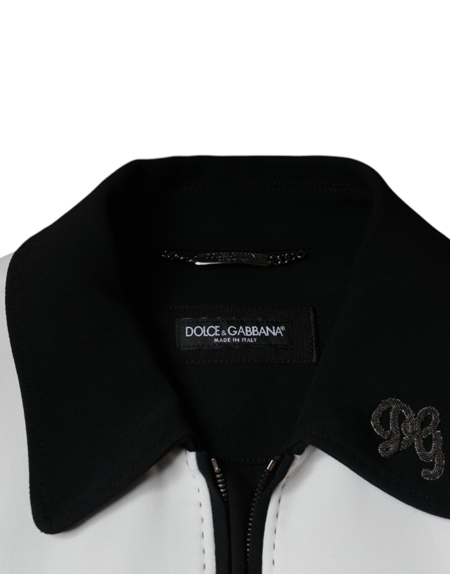 Dolce & Gabbana Veste Blouson Zippée Noire et Blanche DG Crown