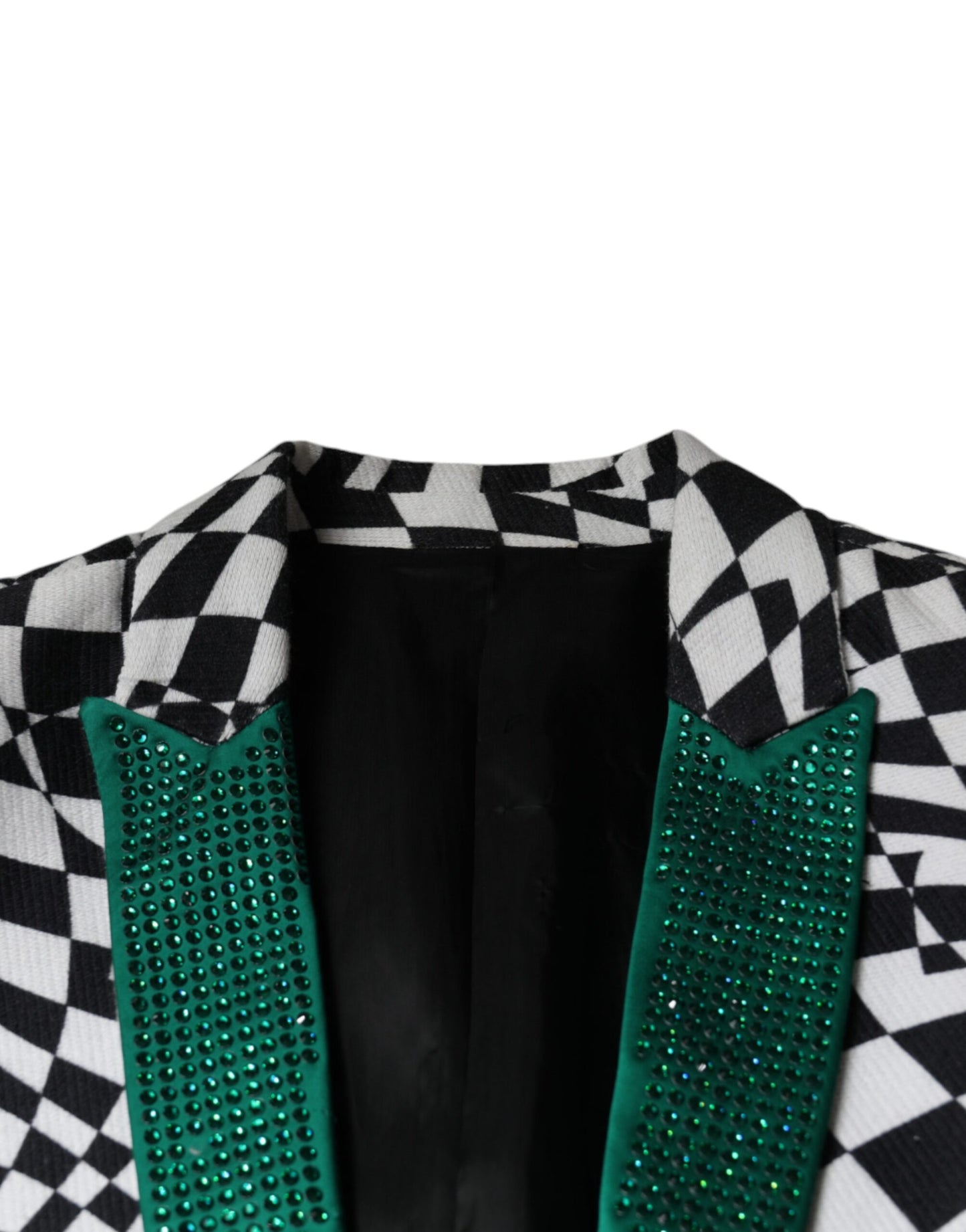 Blazer simple boutonnage à carreaux noirs et blancs avec cristaux John Richmond