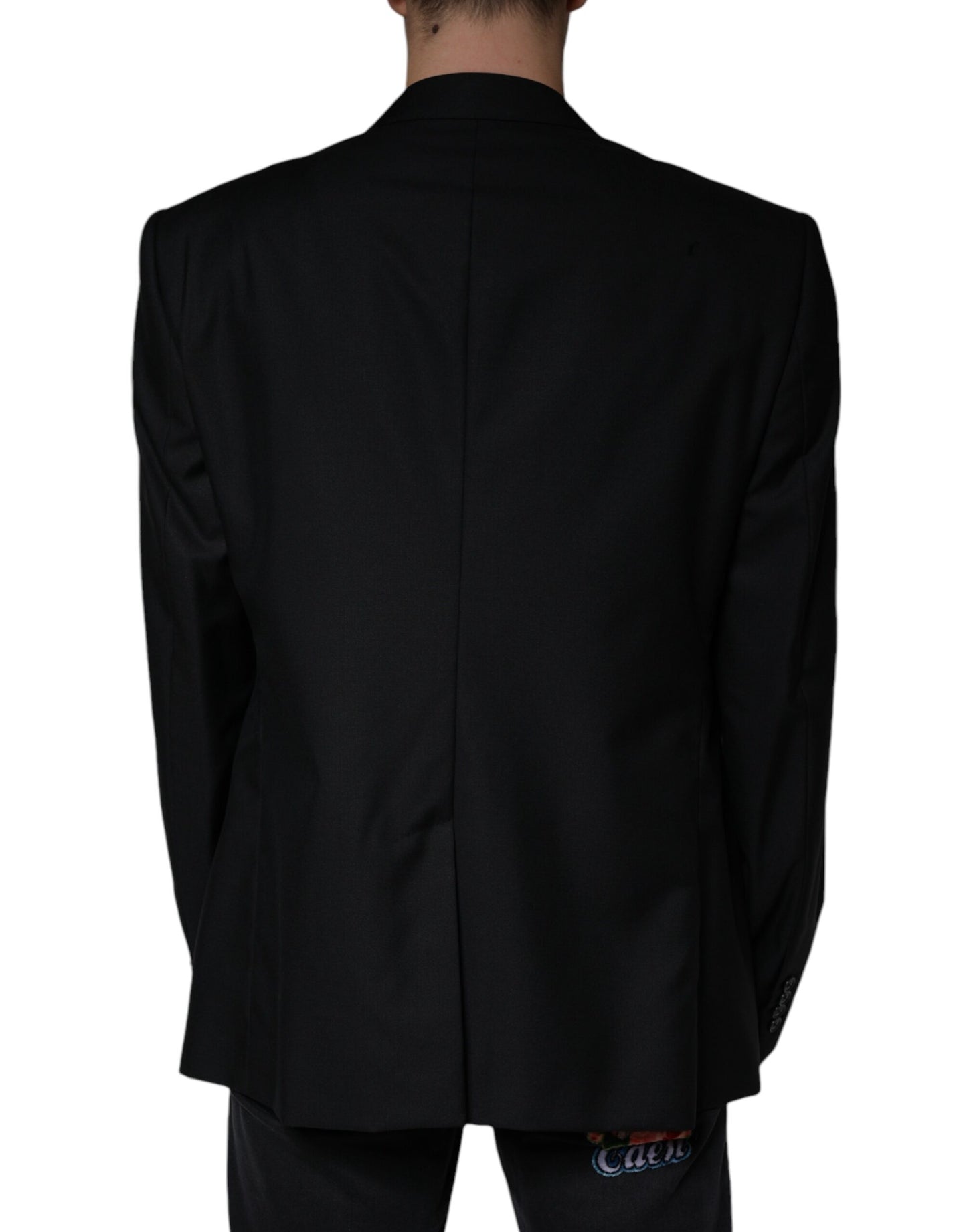 Dolce & Gabbana Manteau Blazer Homme Noir en Laine à Boutonnage Simple