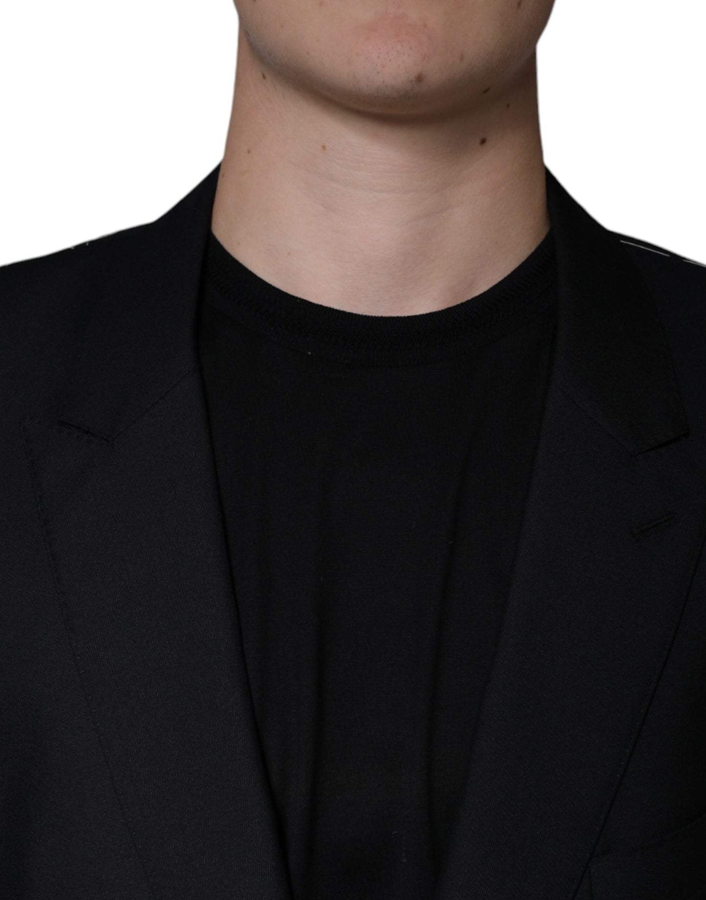 Dolce & Gabbana Manteau Blazer Homme Noir en Laine à Boutonnage Simple