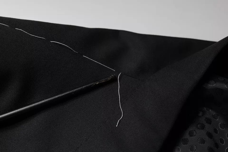 Dolce & Gabbana Manteau Blazer Homme Noir en Laine à Boutonnage Simple