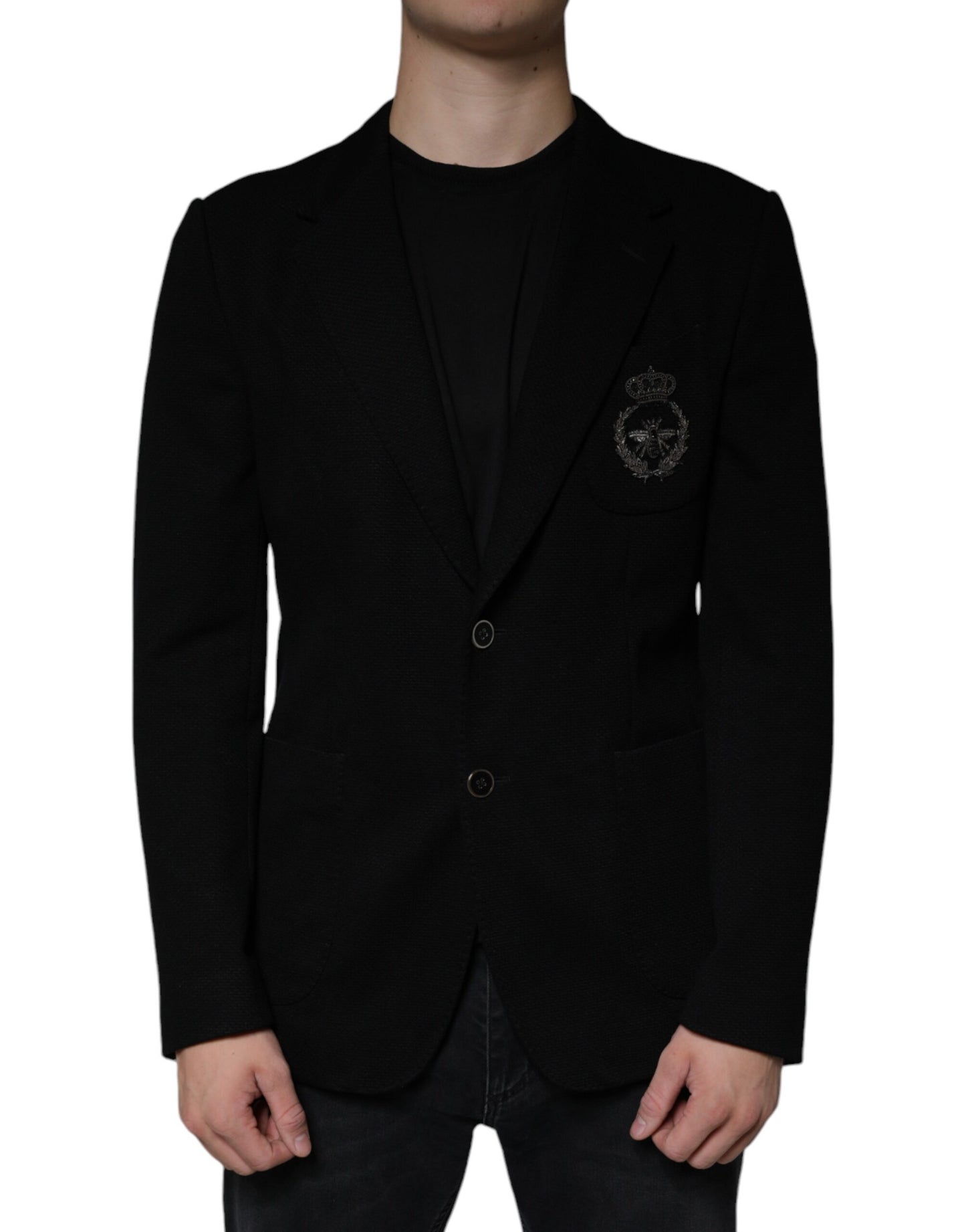 Blazer simple boutonnage Dolce & Gabbana Black Crown Bee