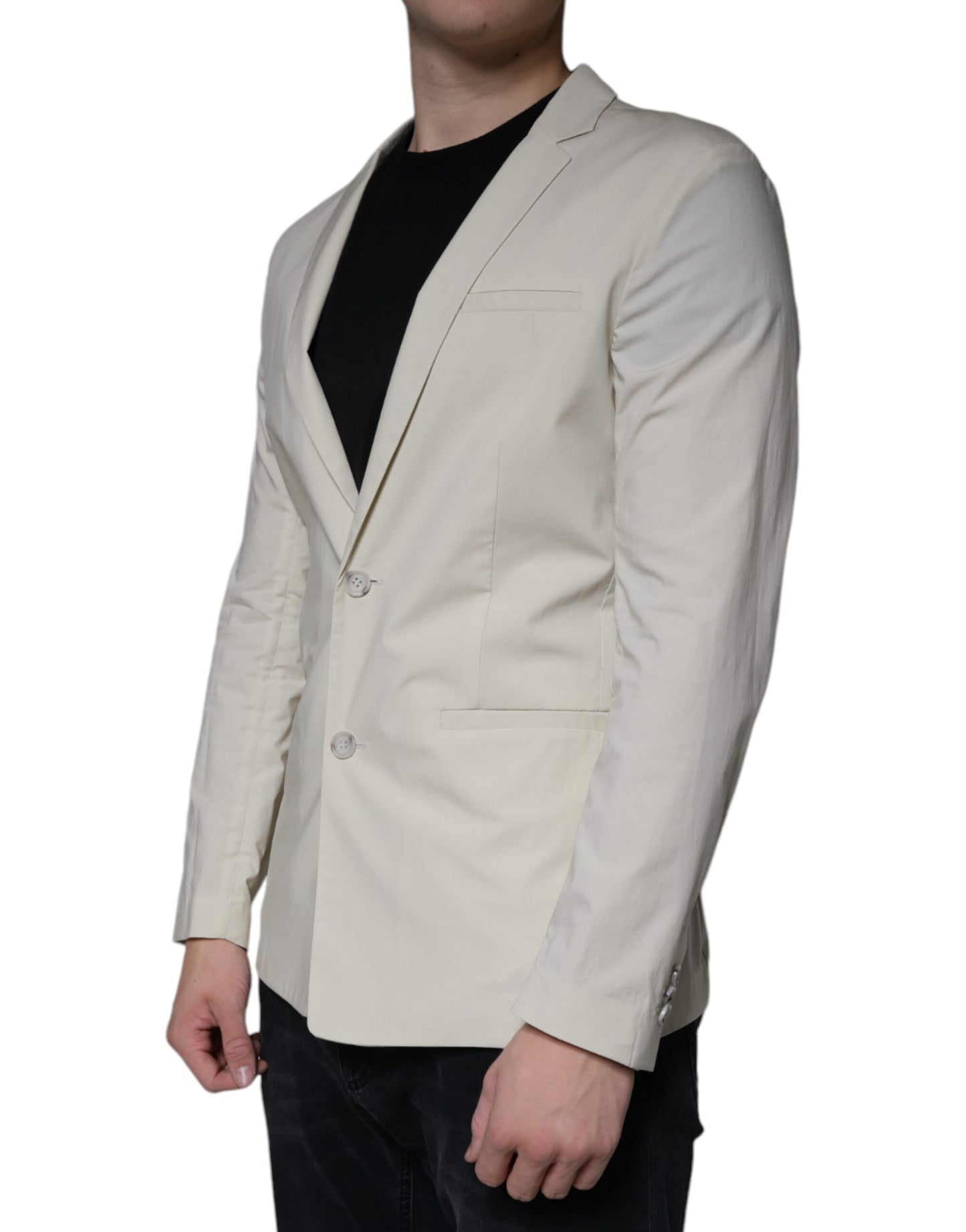 Blazer formel beige à simple boutonnage de Paolo Pecora Milano