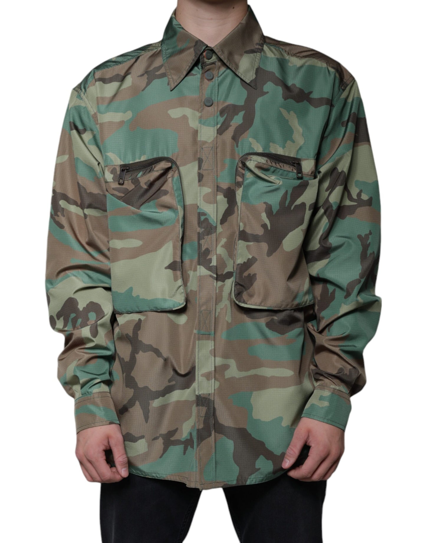 Dolce & Gabbana Multicolor Camouflage Button Down Shirt by Dolce & Gabbana