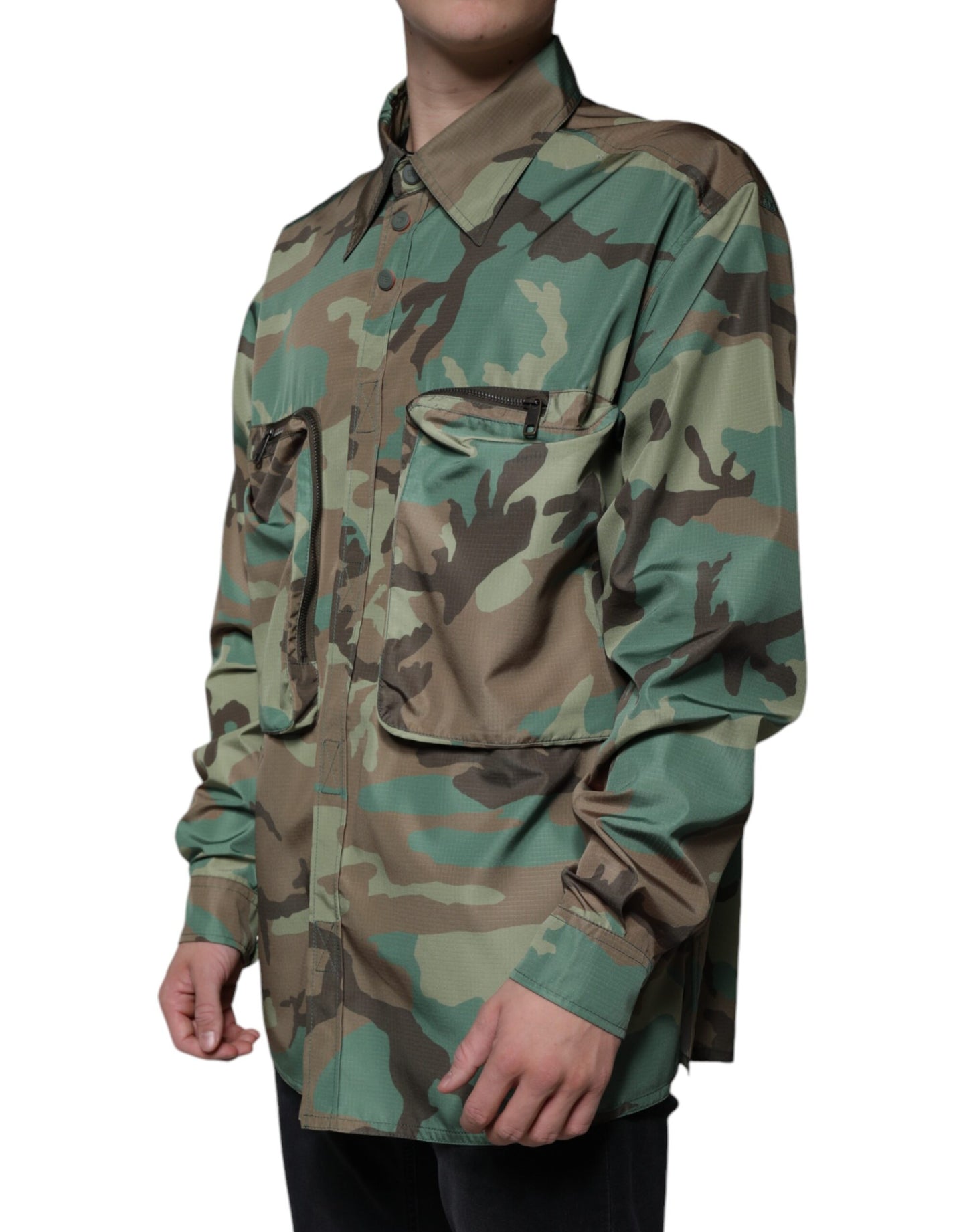 Dolce & Gabbana Multicolor Camouflage Button Down Shirt by Dolce & Gabbana