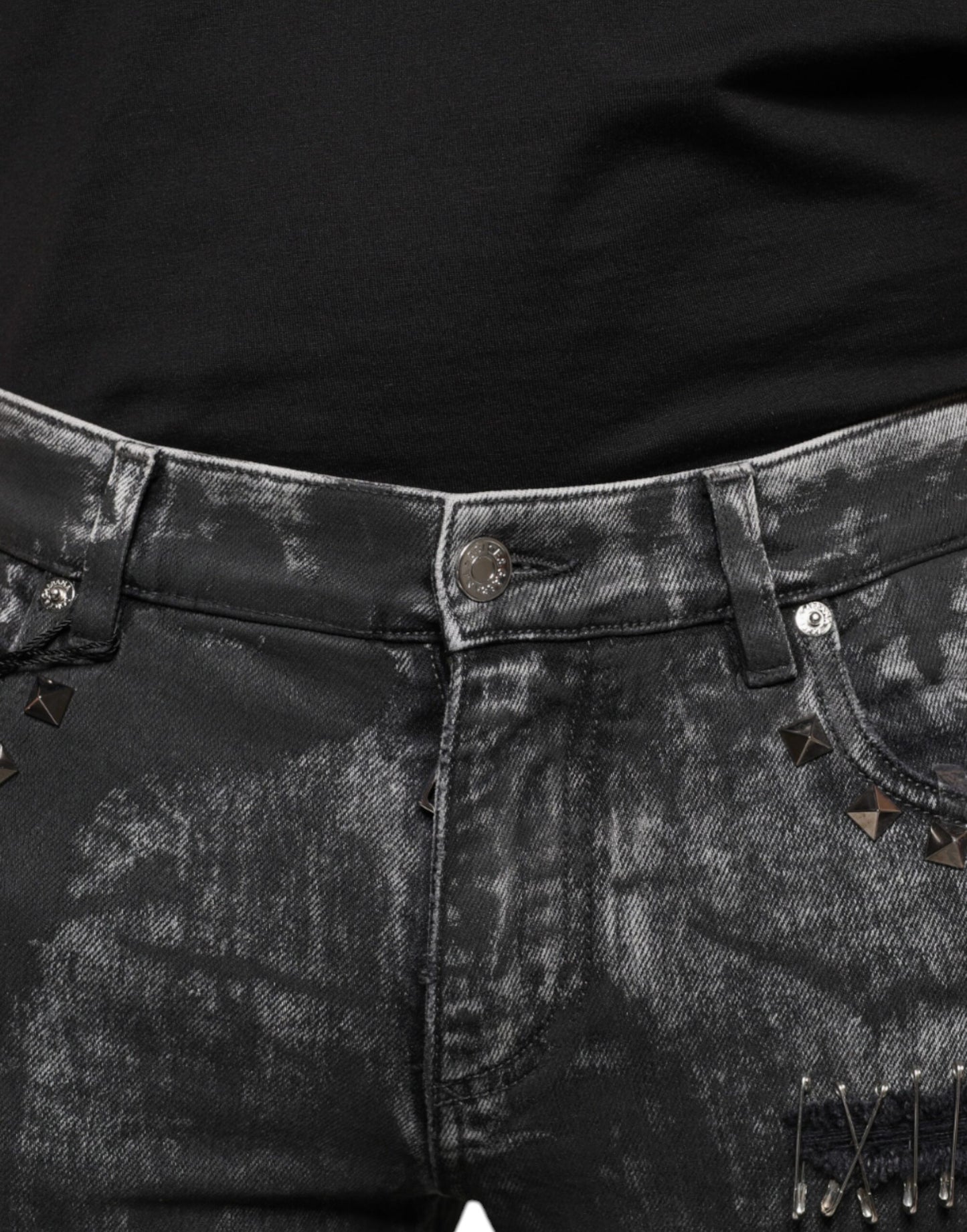 Dolce & Gabbana Black Embellished Cotton Skinny Denim Jeans by Dolce & Gabbana