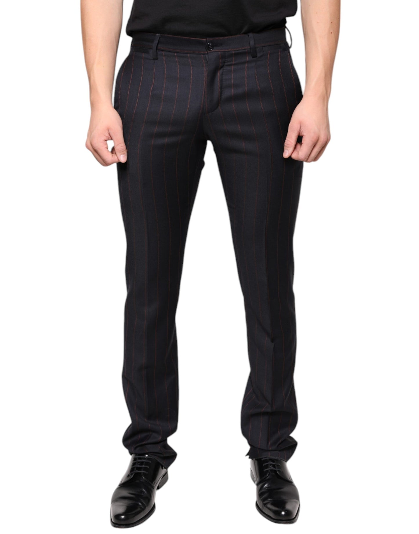 Dolce & Gabbana Black Stripes Skinny Men Dress Pants by Dolce & Gabbana