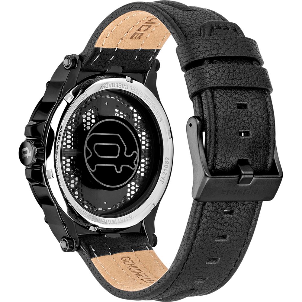 Montre Police en cuir noir