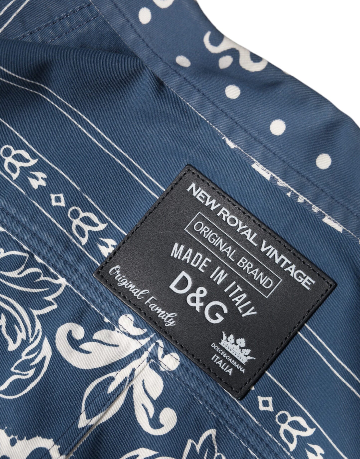 Dolce & Gabbana Blue White Bandana Print Cotton Casual Shirt by Dolce & Gabbana