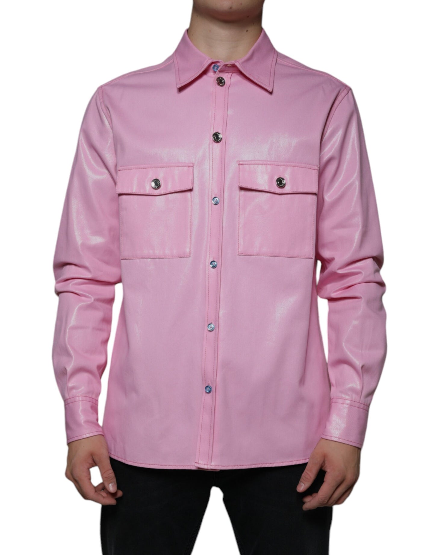 Dolce & Gabbana Pink Cotton Collared Button Down Shirt by Dolce & Gabbana