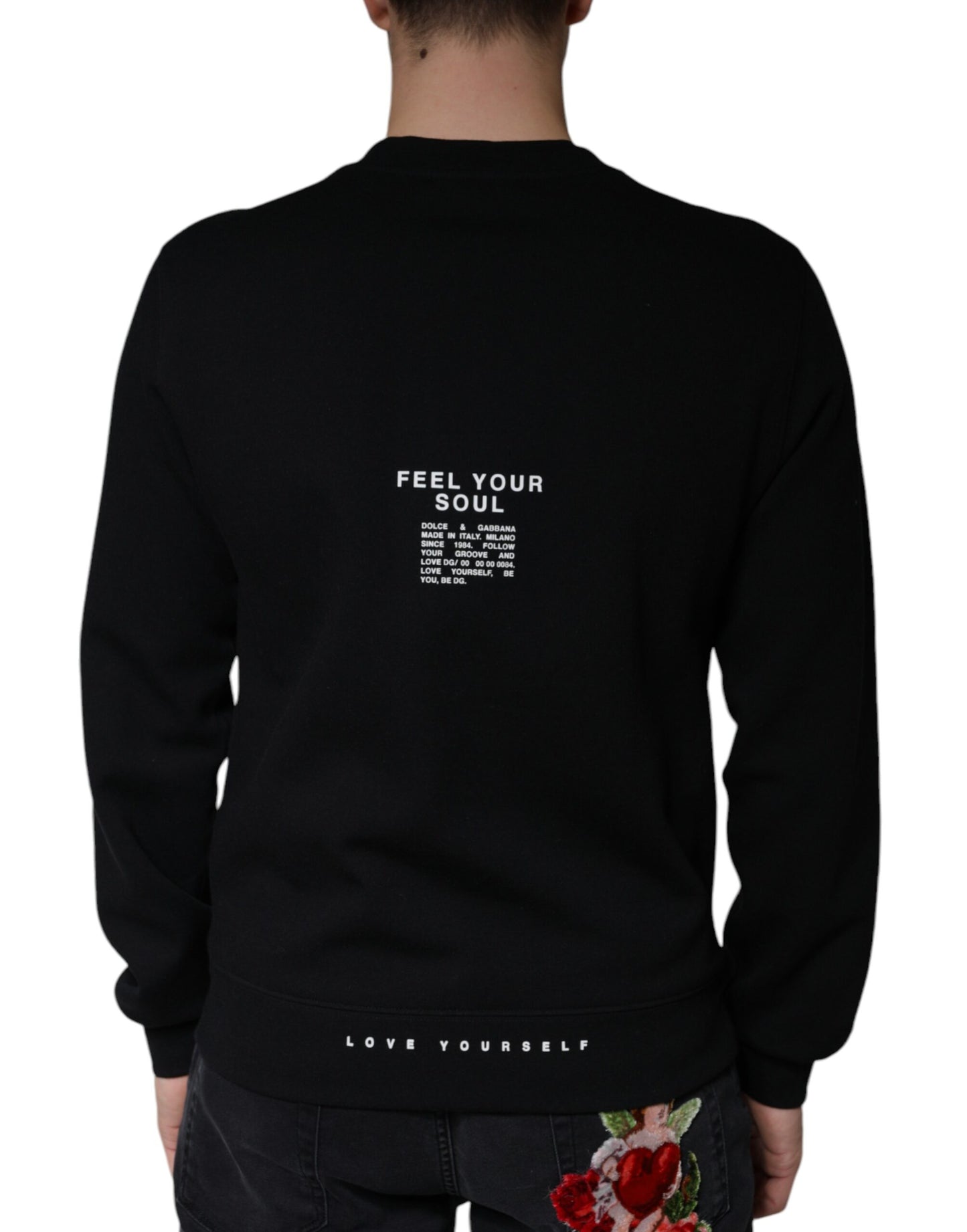 Dolce & Gabbana Black Logo Print CrewNeck Sweatshirt Sweater by Dolce & Gabbana