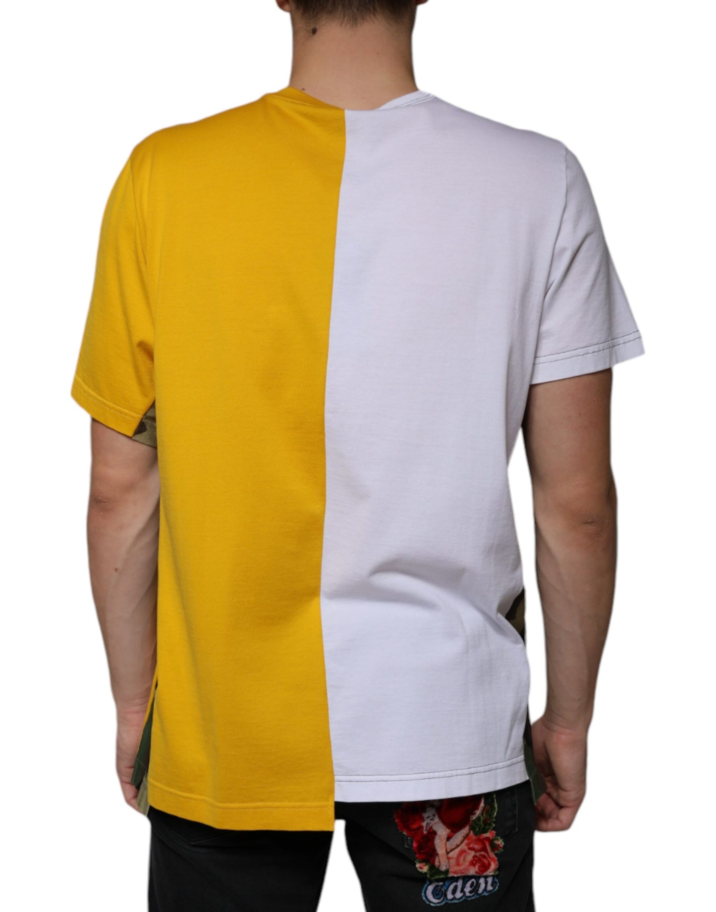 Dolce & Gabbana White Yellow Logo Print Short Sleeve T-shirt by Dolce & Gabbana