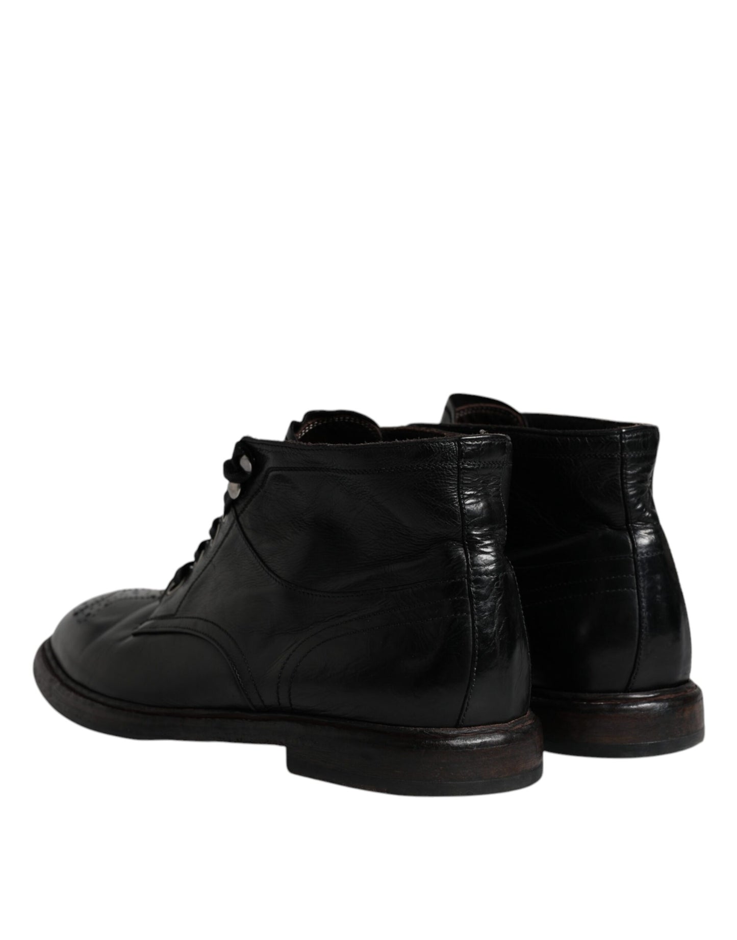 Bottines courtes à lacets en cuir noir Dolce & Gabbana pour homme
