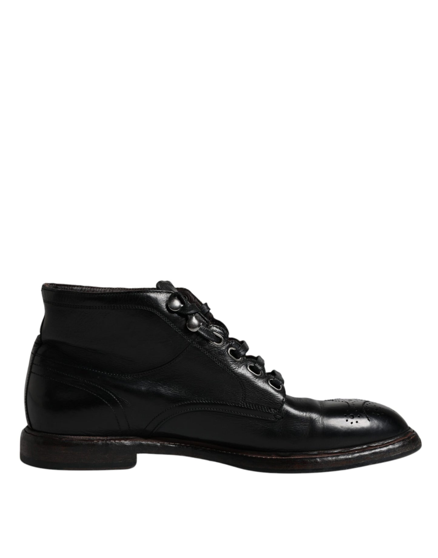 Bottines courtes à lacets en cuir noir Dolce & Gabbana pour homme