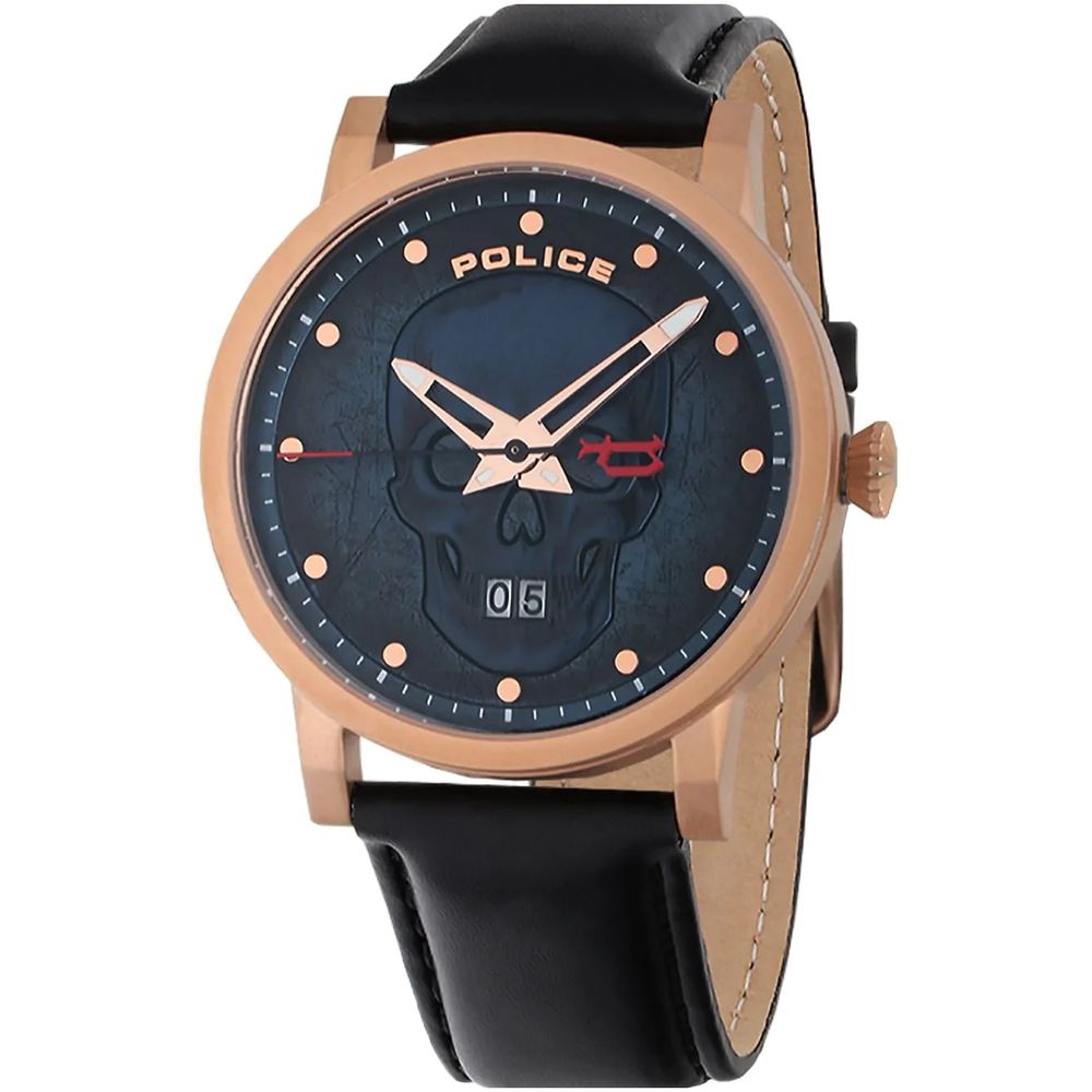 Montre Police en cuir noir