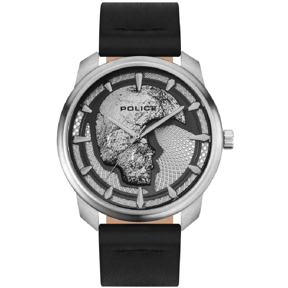 Montre Police en cuir noir