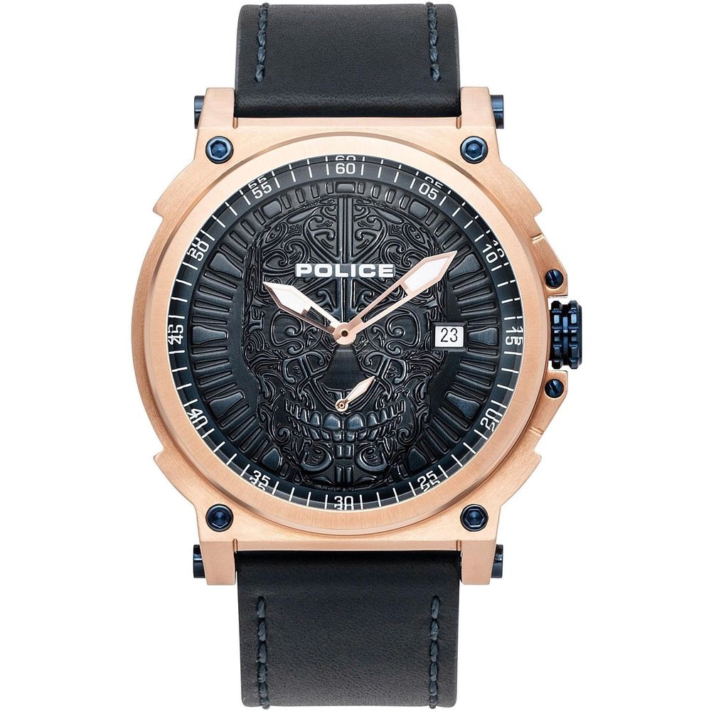 Montre Police en cuir noir