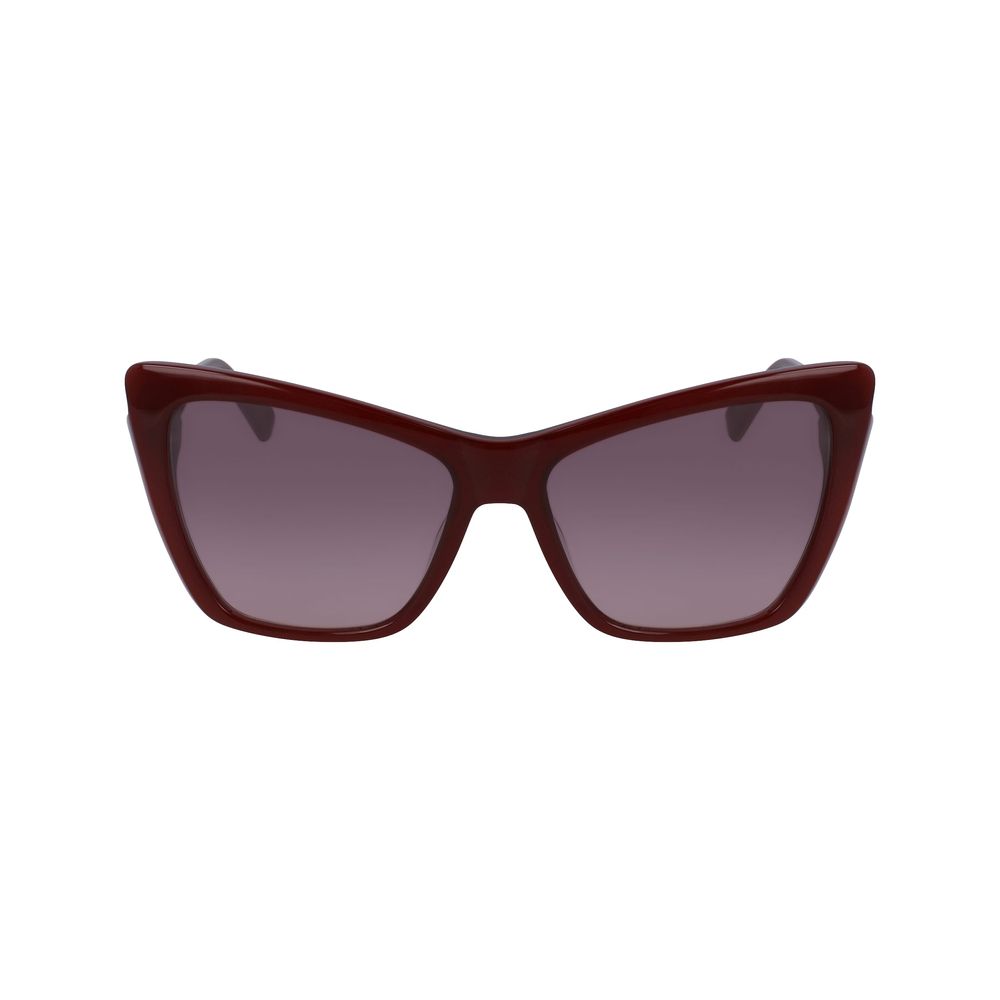 Lunettes de soleil Longchamp en cuir de veau rouge