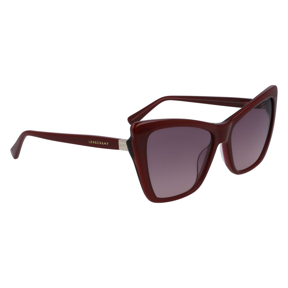 Lunettes de soleil Longchamp en cuir de veau rouge
