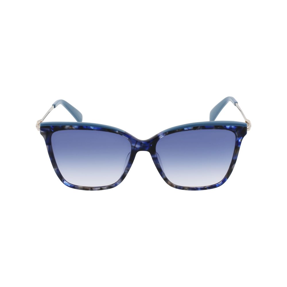 Lunettes de soleil Longchamp en cuir de veau bleu