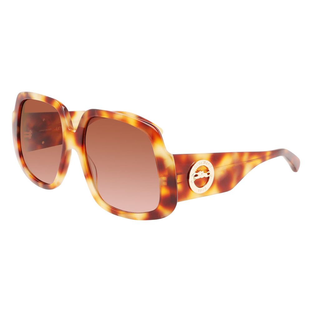Lunettes de soleil Longchamp en cuir de veau marron