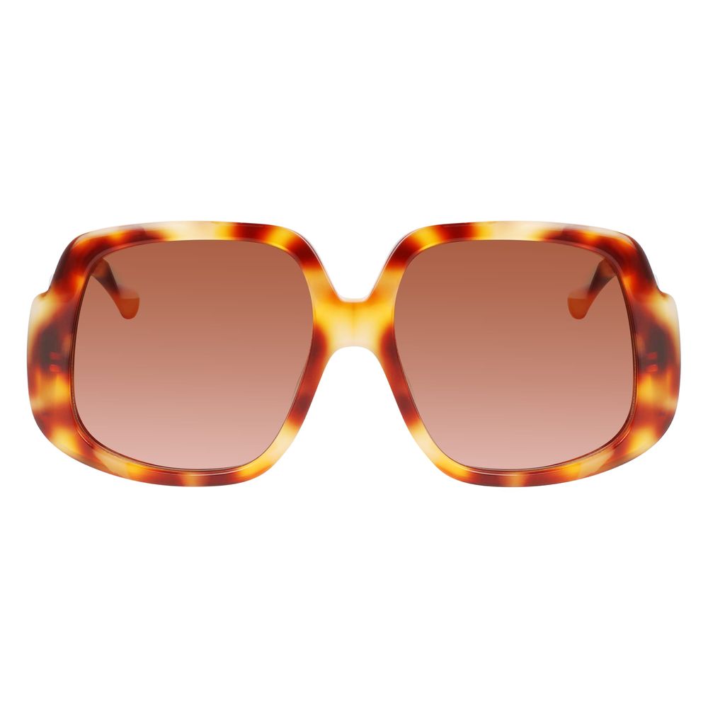 Lunettes de soleil Longchamp en cuir de veau marron