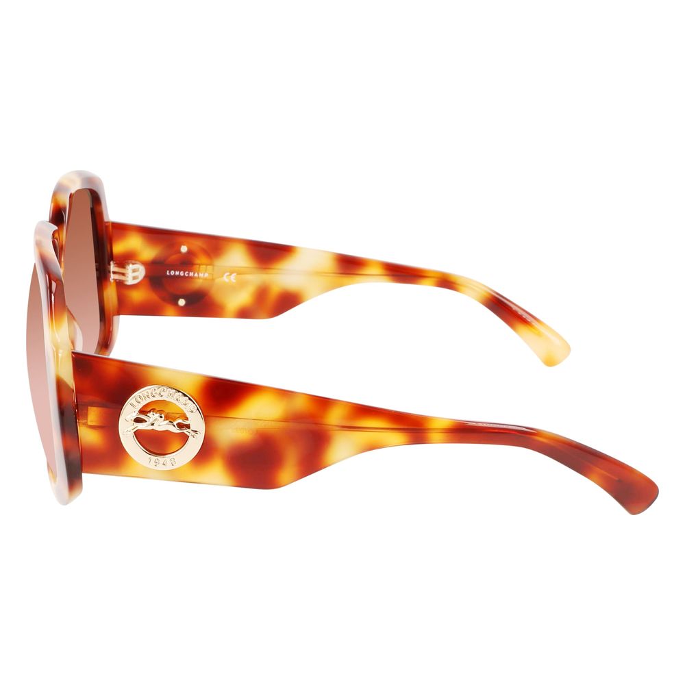 Lunettes de soleil Longchamp en cuir de veau marron