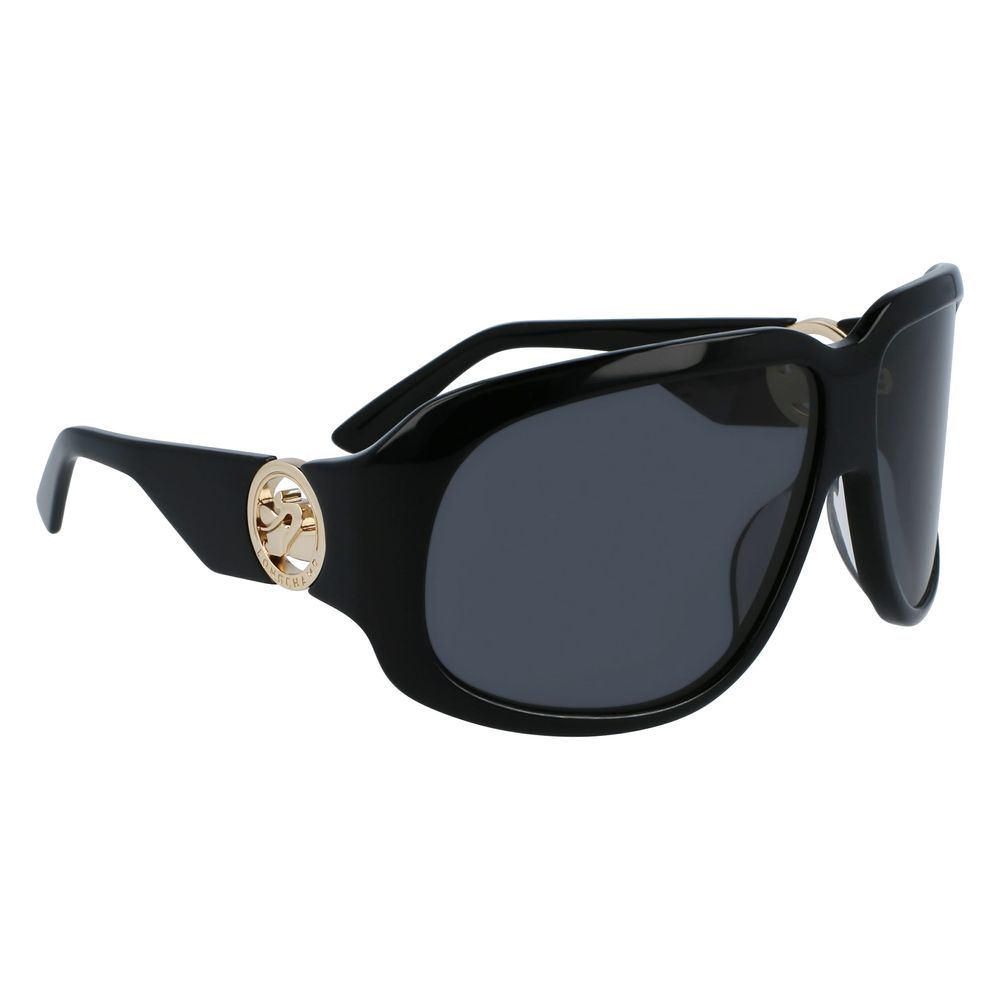 Lunettes de soleil Longchamp en cuir de veau noir