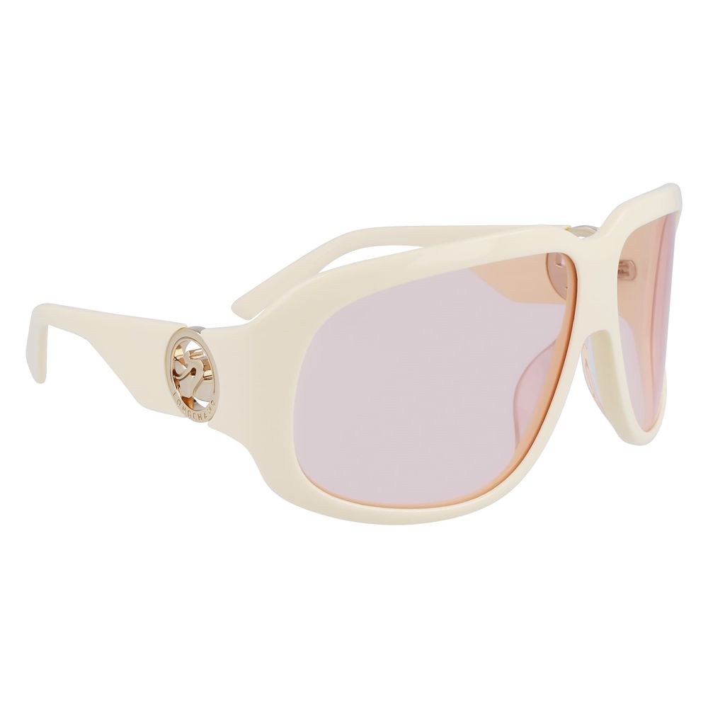 Lunettes de soleil Longchamp en cuir de veau blanc