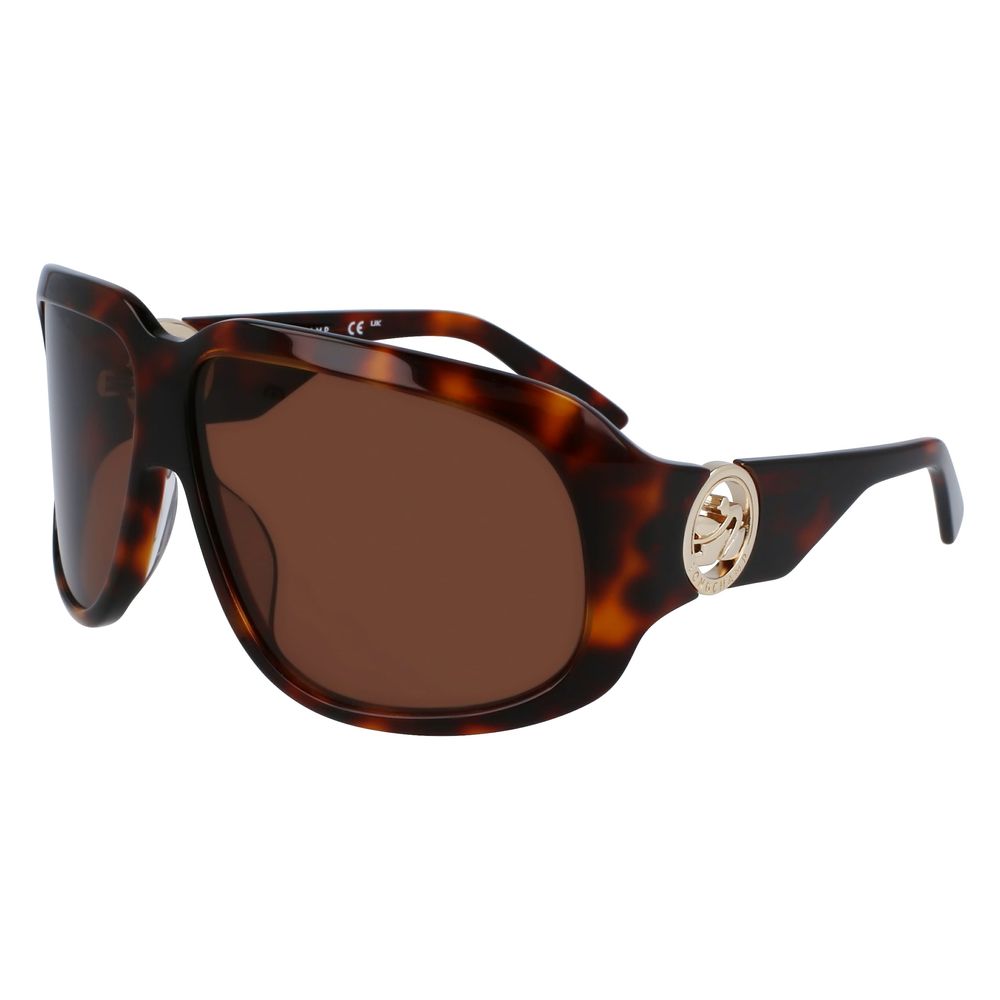 Lunettes de soleil Longchamp en cuir de veau marron