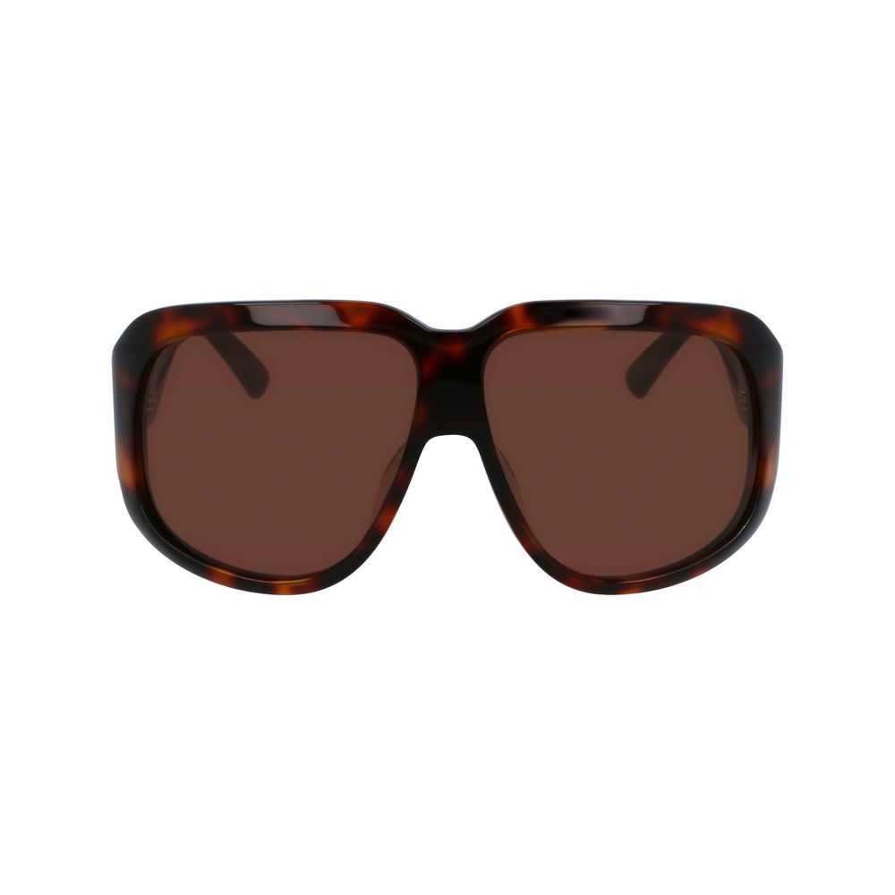 Lunettes de soleil Longchamp en cuir de veau marron