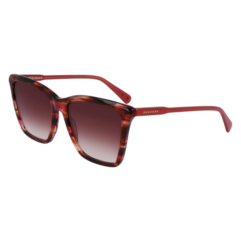 Lunettes de soleil Longchamp en cuir de veau rouge