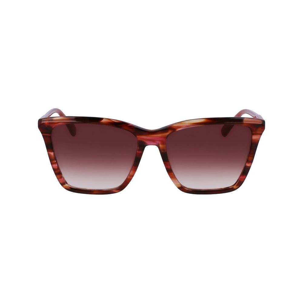 Lunettes de soleil Longchamp en cuir de veau rouge