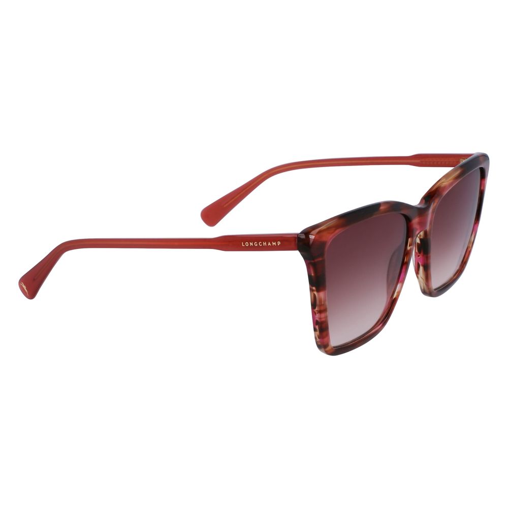 Lunettes de soleil Longchamp en cuir de veau rouge