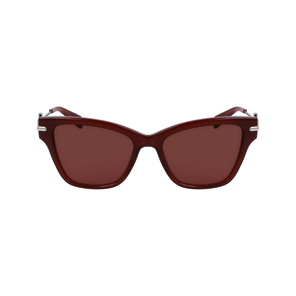 Lunettes de soleil Longchamp en cuir de veau marron