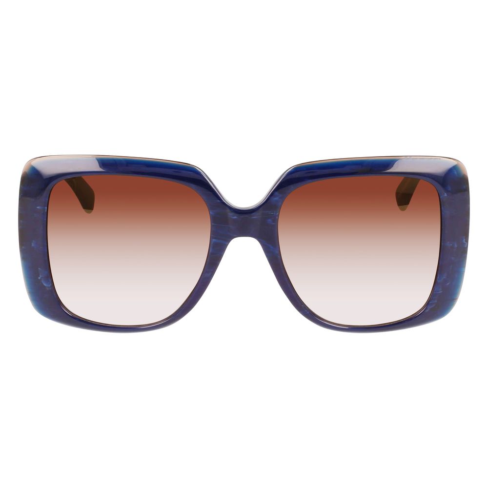Lunettes de soleil Longchamp en cuir de veau bleu