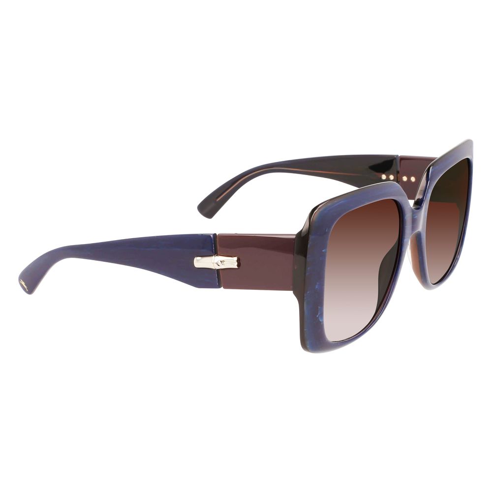 Lunettes de soleil Longchamp en cuir de veau bleu