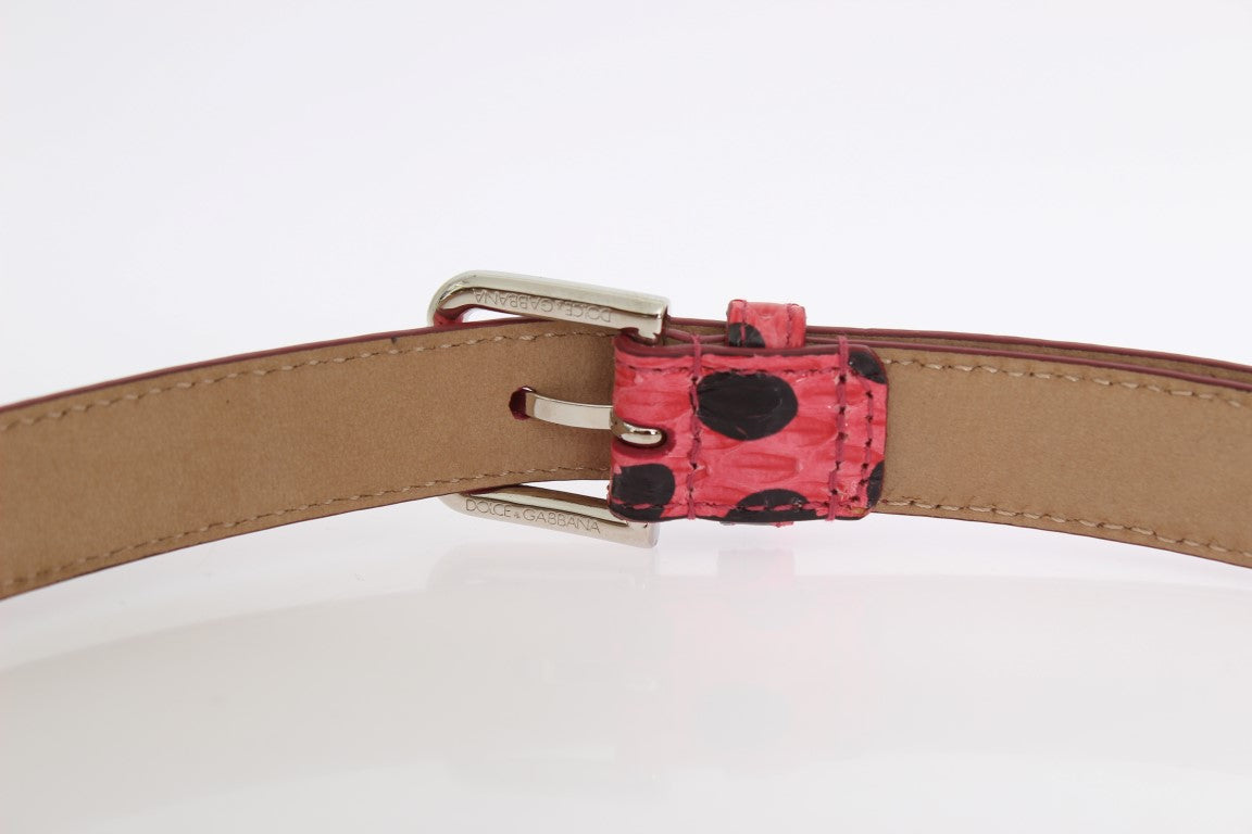 Ceinture en peau de serpent à pois Dolce & Gabbana avec boucle argentée