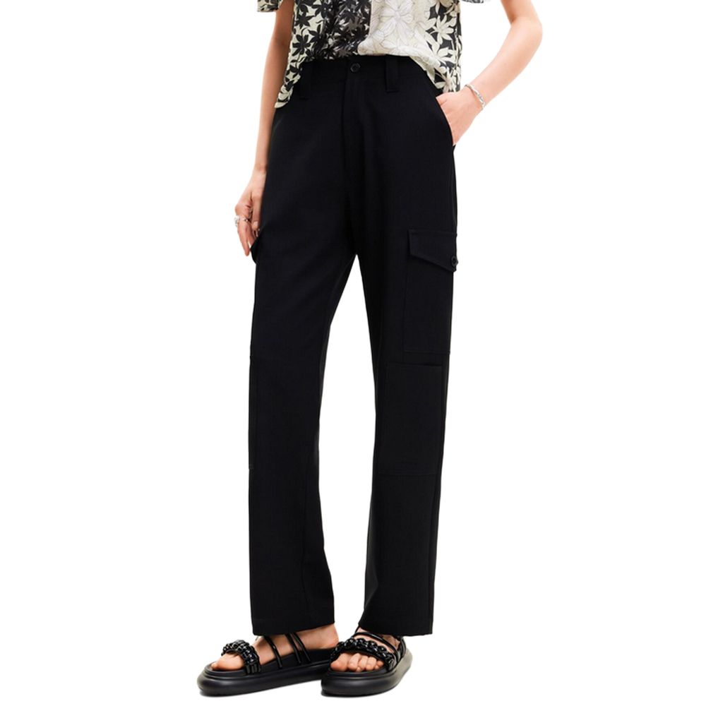 Desigual Black Polyester Cropped Pant by Desigual