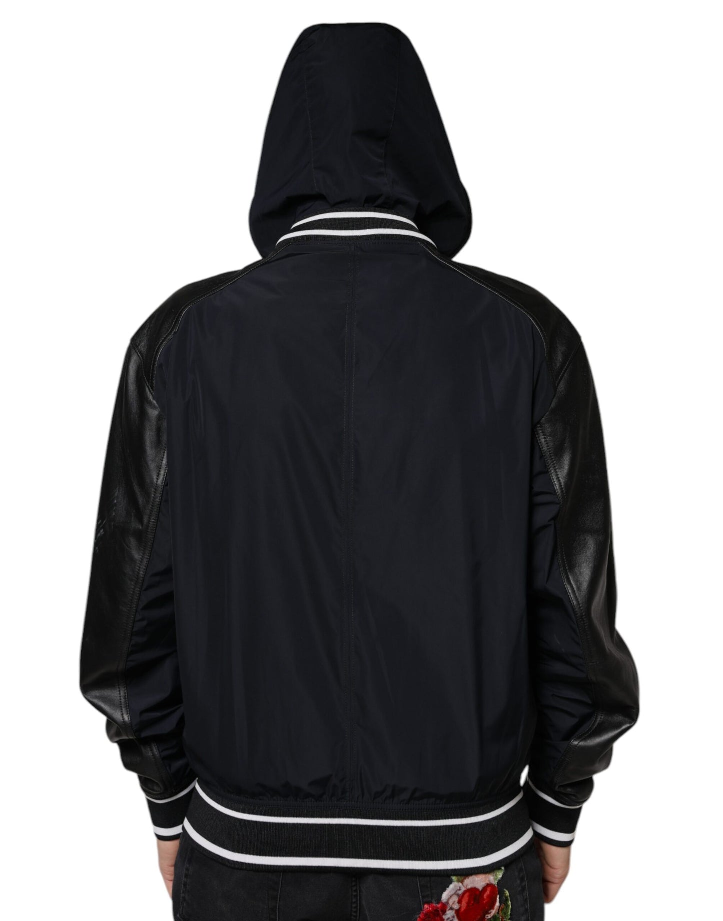 Dolce & Gabbana Black Hooded Full Zip Men Bomber Jacket by Dolce & Gabbana