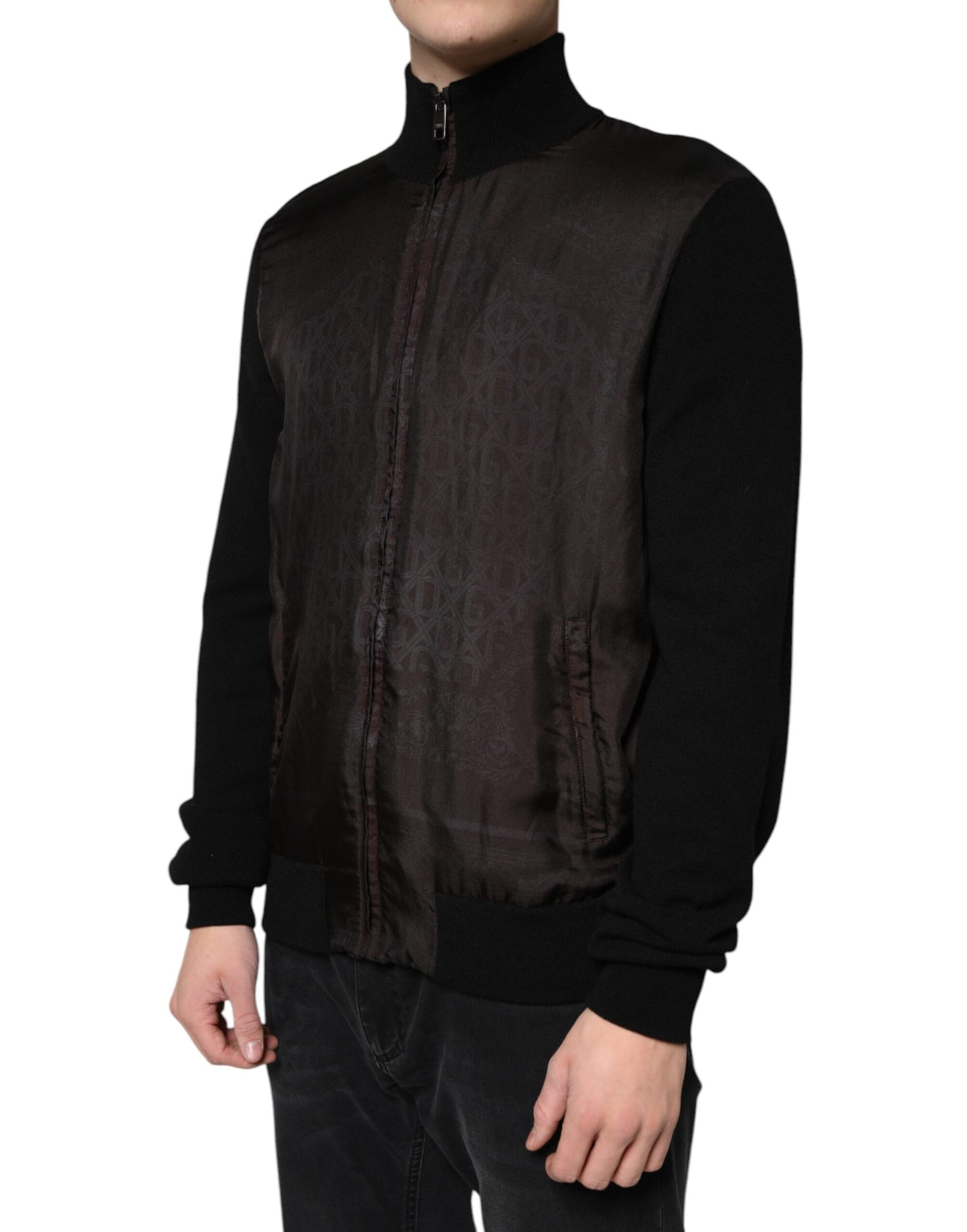 Dolce & Gabbana Black Logo Monogram Full Zip Bomber Jacket by Dolce & Gabbana