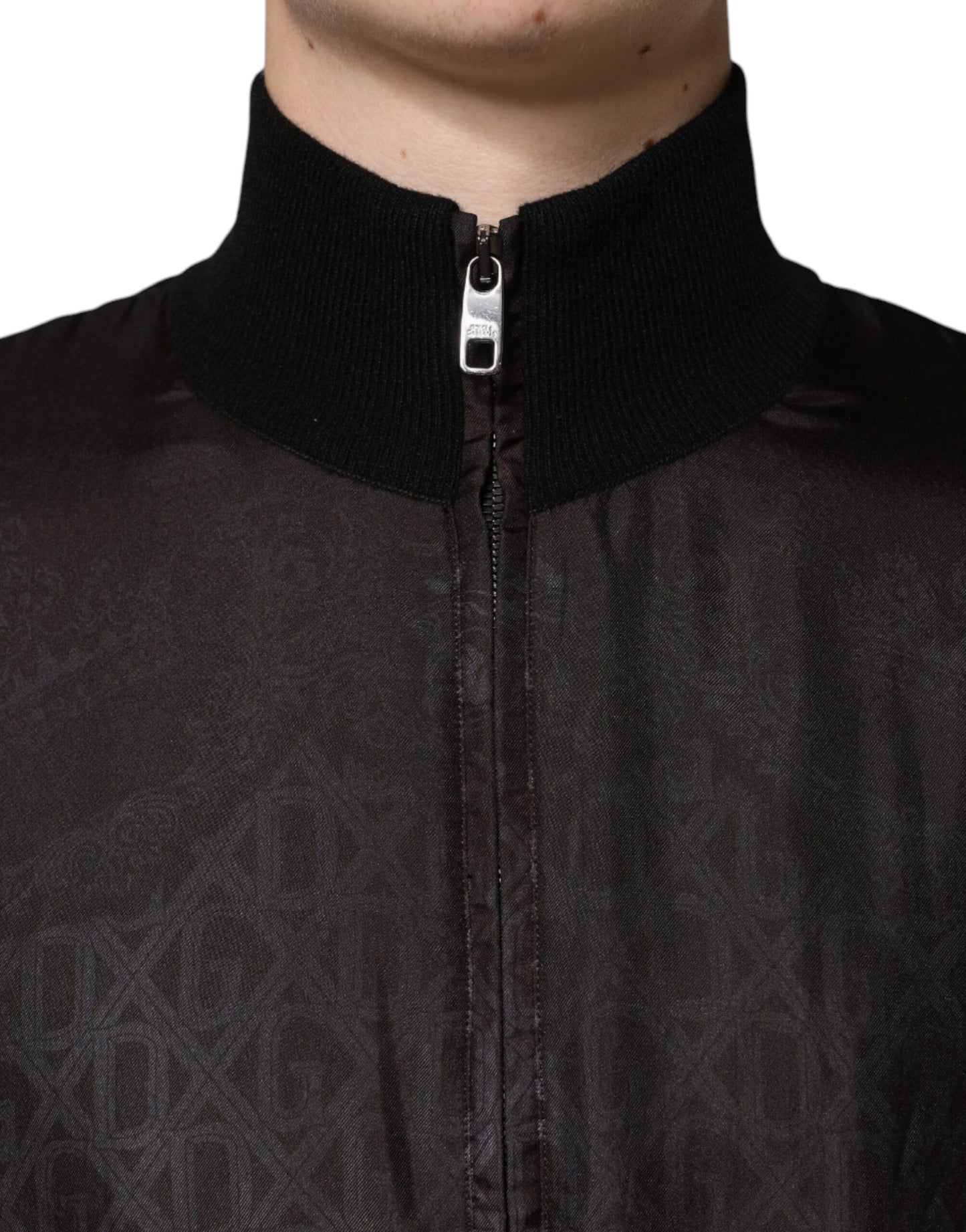Dolce & Gabbana Black Logo Monogram Full Zip Bomber Jacket by Dolce & Gabbana