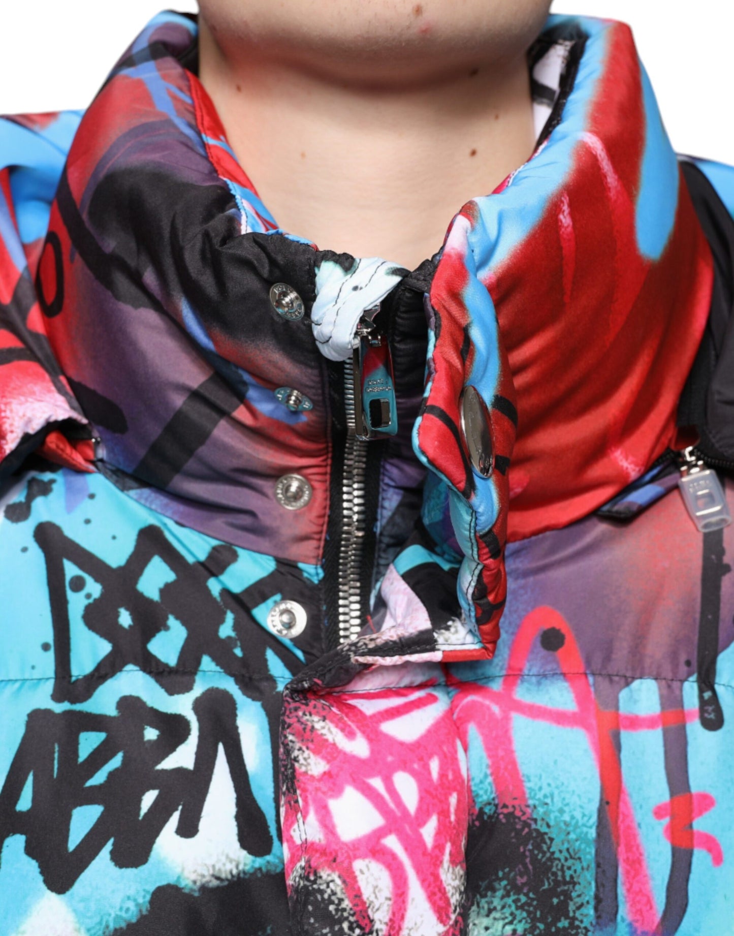 Dolce & Gabbana Multicolor Graffiti Hooded Windbreaker Jacket by Dolce & Gabbana