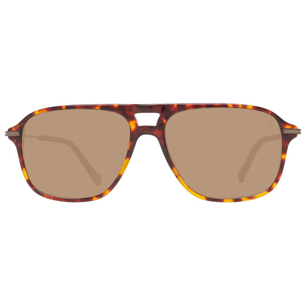 Lunettes de soleil Hackett en cuir de veau marron